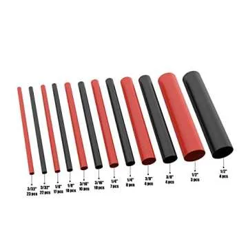130 PC. Dual Wall Adhesive Marine Heat Shrink Kit - 3:1 Shrink Ratio - Black and Red