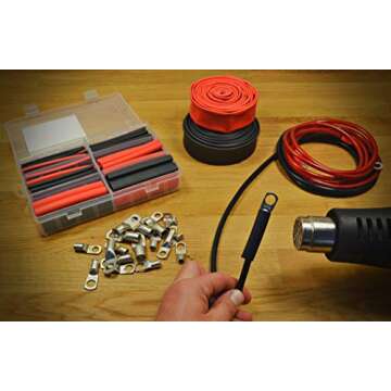 130 PC. Dual Wall Adhesive Marine Heat Shrink Kit - 3:1 Shrink Ratio - Black and Red