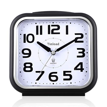 5.5" Silent Analog Alarm Clock Non Ticking, Gentle Wake, Beep Sounds, Increasing Volume, Battery Ope...