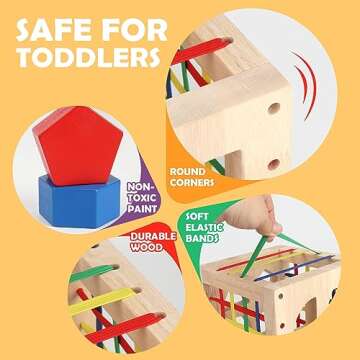 Aigybobo Montessori Toys for 1 Year Old, Wooden Shape Sorter Cube Bin, Baby Sensory Toys 12 Months+,...