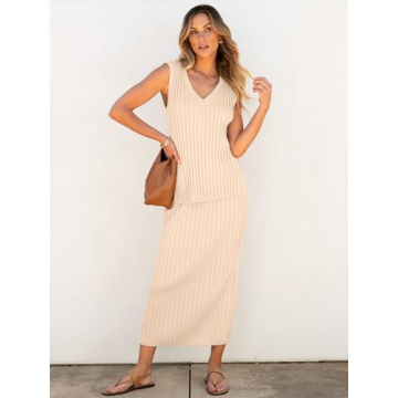 ANRABESS Women's Summer Sweater Skirt Set - Stylish Comfort