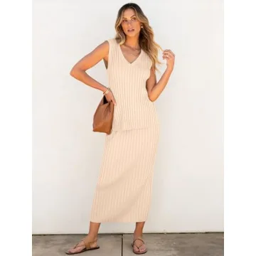 ANRABESS Women's Summer Sweater Skirt Set - Stylish Comfort