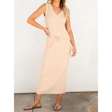 ANRABESS Women's Summer Sweater Skirt Set - Stylish Comfort