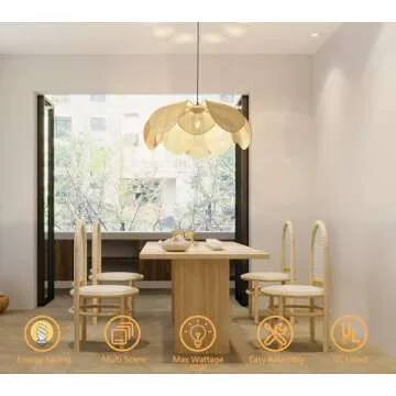 LMLAITE Boho Chandelier Handmade Rattan Hanging Light Fixture