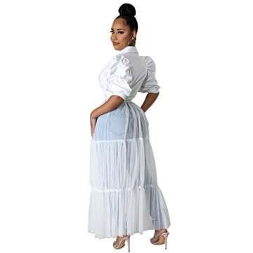 Ekaliy Women Sexy Short Sleeve Bodycon High Low Asymmetrical Ruffle Tunics Blouse Shirt Top Dress XL...