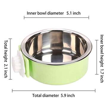 QIYADIN Dog Crate Bowl - Stainless Steel Pet Feeder for Crates