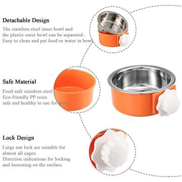 Durable QIYADIN Dog Crate Bowls for Easy Pet Feeding