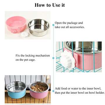 Durable QIYADIN Dog Crate Bowls for Easy Pet Feeding