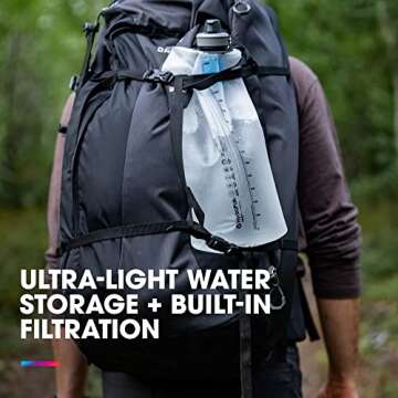 HydraPak Seeker+ - Collapsible Water Filtration & Storage (3L) - BPA & PVC Free, Hydration Reservoir...