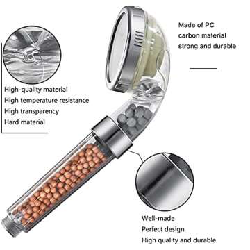 Nosame® Led Shower Head, Filter Filtration High Pressure Water Saving 7 Colors Automatically No Batteries Needed Spray Handheld Showerheads 1.6 GPM for Dry Skin & Hair