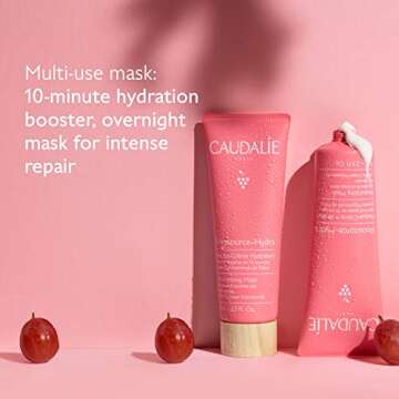 Caudalie Vinosource Moisturizing Mask, 10 min Hydration Booster with Centella Asiatica - Rescue Dry, Irritated, Dehydrated or Red Skin, 2.5 Fl. Oz.