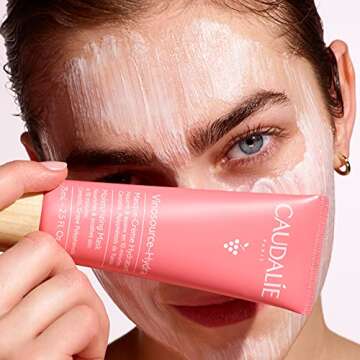 Caudalie Vinosource Moisturizing Mask, 10 min Hydration Booster with Centella Asiatica - Rescue Dry, Irritated, Dehydrated or Red Skin, 2.5 Fl. Oz.