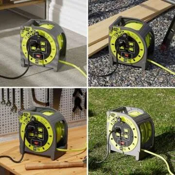 Masterplug 40ft Cord Reel with 4 Outlets and Safety Features