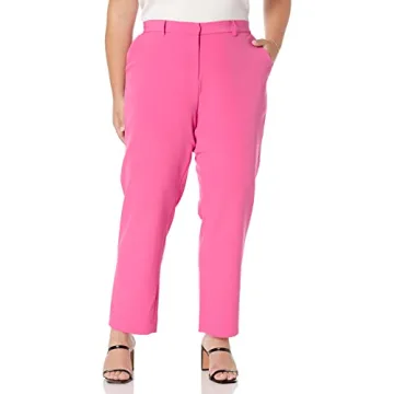 Shop The Drop Women's Abby Flat Front Pant in Rose Pink