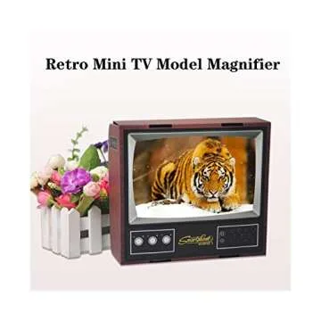 HD 3D Mobile Phone Screen TV Magnifier Amplifier Mini Retro Small 8 Inches Magnifying Glass with Foldable Holder Stand for Any Smartphone Movie Video