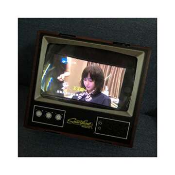 HD 3D Mobile Phone Screen TV Magnifier Amplifier Mini Retro Small 8 Inches Magnifying Glass with Foldable Holder Stand for Any Smartphone Movie Video