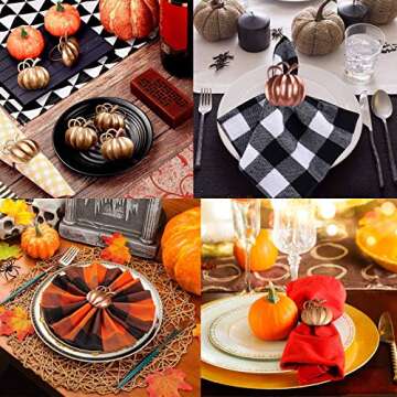 Pumpkin Napkin Rings, Halloween Napkin Ring Holders, Autumn/Winter Holiday Napkin Ring,Napkin Holder For Halloween, Thanksgiving, Dinner Parties, Weddings, Family Gatherings Decoration (12 Pieces)
