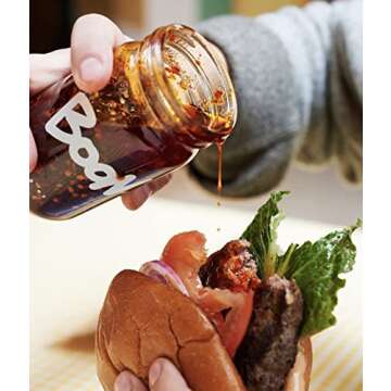 Boon Sauce Chili Oil, (8 Ounces), Spicy Chili Oil with Garlic, Anchovies and Shallots