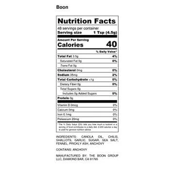 Boon Sauce Chili Oil, (8 Ounces), Spicy Chili Oil with Garlic, Anchovies and Shallots