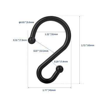 Durable Metal Shower Curtain Hooks Set of 12 Easy Glide Hangers