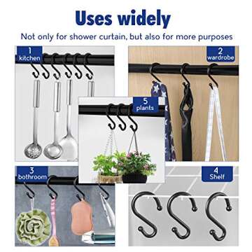 Durable Metal Shower Curtain Hooks Set of 12 Easy Glide Hangers