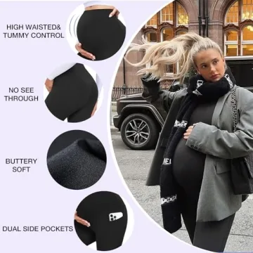 GROTEEN Women's Maternity Leggings with Pockets and Support