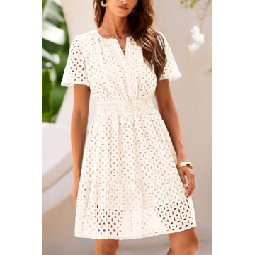 PRETTYGARDEN Women's Summer V-Neck Lace Dress 2024