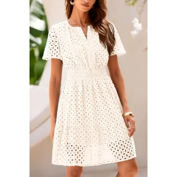 PRETTYGARDEN Women's Summer V-Neck Lace Dress 2024