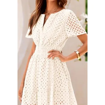 PRETTYGARDEN Women's Summer V-Neck Lace Dress 2024