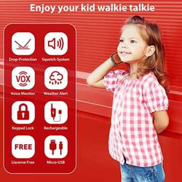 Utooby Kids Walkie Talkie Rechargeable，Easy to Use 3 Miles Long Range Walkie-Talkie with 12x1000mah AA Batteries and Charger, Thankgiving for Boys and Girls(Blue Red White Orange)
