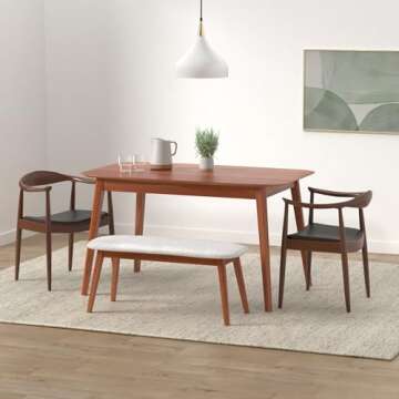 Tomile Upholstered Dining Chair Kennedy Armchair, Mid Century Modern Kitchen & Dining Chairs with PU...