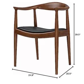 Tomile Upholstered Dining Chair Kennedy Armchair, Mid Century Modern Kitchen & Dining Chairs with PU Leather Cushion Seat, Hans Wegner Elbow Chair for Living Room Bedroom Office (Walnut Color)