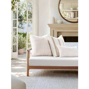 Crumbs Home Modern Farmhouse Fall Linen Indoor Outdoor Throw Pillow Cover Only, 22"x22" Water Repell...