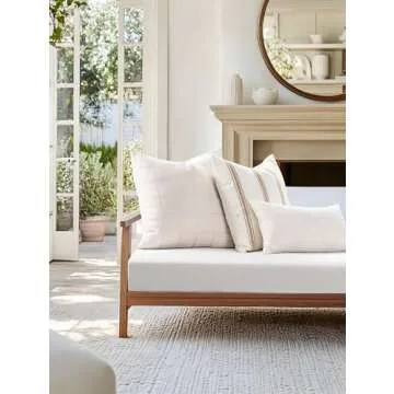 Crumbs Home Modern Farmhouse Fall Linen Indoor Outdoor Throw Pillow Cover Only, 22"x22" Water Repell...