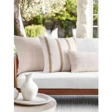 Crumbs Home Modern Farmhouse Pillow Cover for Indoor Outdoor
