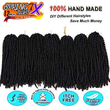7 Packs Spring Twist Braiding Hair Spring Twists Bomb Twist Hair Synthetic Fiber Fluffy Twist Croche...