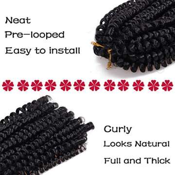 7 Packs Spring Twist Braiding Hair Spring Twists Bomb Twist Hair Synthetic Fiber Fluffy Twist Crochet Braids Low Temperature Fiber Crochet Hair for Women Braiding Hair(12inch,1B)