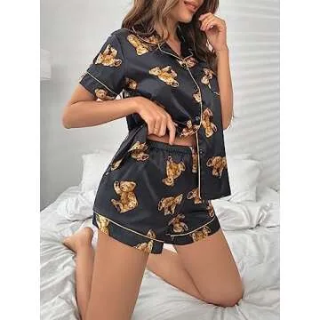 Elegant WDIRARA Women's Satin Short Sleeve Pajama Set