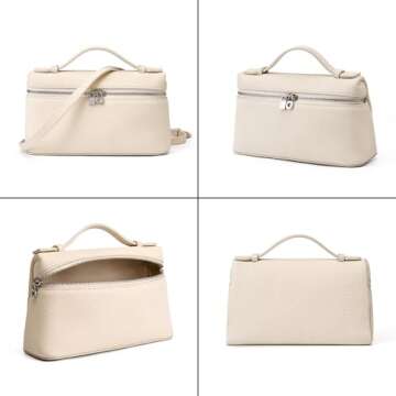 Rejolly Crossbody Bag for Women L19 Pouch Top-Handle Leather Bag Designer Shoulder Handbag Quiet Luxury Trendy Purse (Cream White)