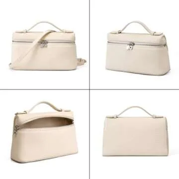 Rejolly Crossbody Bag for Women L19 Pouch Top-Handle Leather Bag Designer Shoulder Handbag Quiet Luxury Trendy Purse (Cream White)