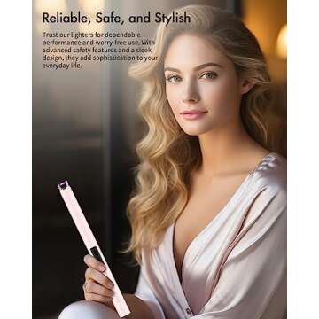 SEASTARBOAT Lighter - Electric Lighter Candle Lighters Rechargeable USB Type-C Arc Windproof Plasma Lighters with Upgraded Safety Button for Camping Home Kitchen BBQ Cooking (Pink)