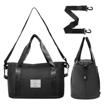 Travel Duffel Bag - Large Shoulder Weekender Overnight Bag, Carry on Bags with Wet Pocket, Waterproo...