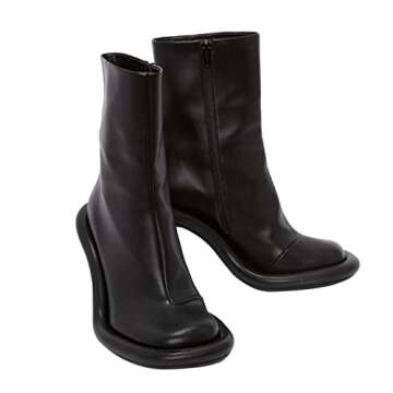 Goolita Stiletto Heel Denim Boots For Women, Round Toe Side Zipper Elastic Knee High Boots Sexy Dress Platform Stretch Boots