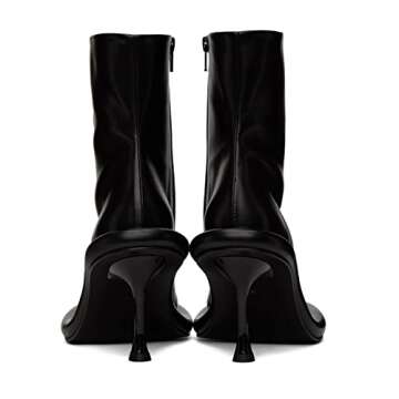 Goolita Stiletto Heel Denim Boots For Women, Round Toe Side Zipper Elastic Knee High Boots Sexy Dress Platform Stretch Boots