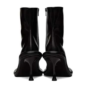 Goolita Stiletto Heel Denim Boots For Women, Round Toe Side Zipper Elastic Knee High Boots Sexy Dress Platform Stretch Boots