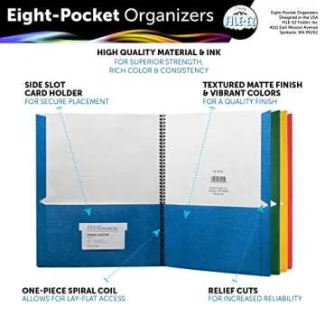 FILE-EZ 8-Pocket Folder Organizers - Durable & Colorful