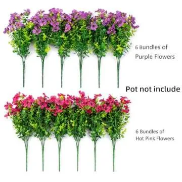 HyeFlora Artificial Fake Plants Flowers for Outdoor Spring Decoration, 12 Bundles Faux Silk Daisy for Planter Pot Colorful UV Resistant Look Real for Home Front Door Porch Patio Outside Yard