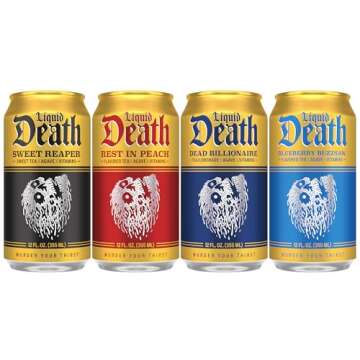 Liquid Death Iced Tea Variety Pack: Refreshing Low-Cal Drink with Vitamins