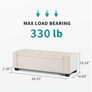 Huatean Home Ottoman with Storage - Stylish Storage Bench with Safety Hinge