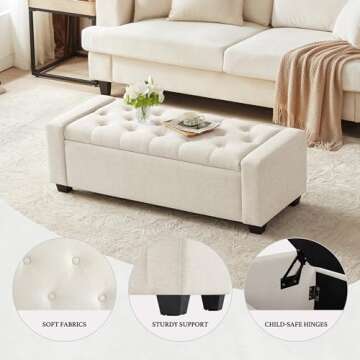 Stylish Huatean Home Ottoman with Storage for Bedrooms